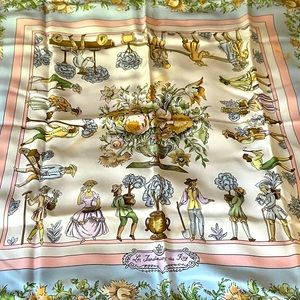 Hermes Scarf 90 | Les Jardiniers Du Roy| | Multi Grey | 36 x 36